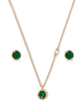 Stone Stud Necklace & Earrings Set