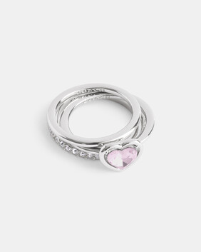 Halo Heart Ring Set