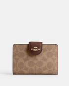 محفظة متوسطة بسحاب جانبي، قماش قنب بشعار الماركة