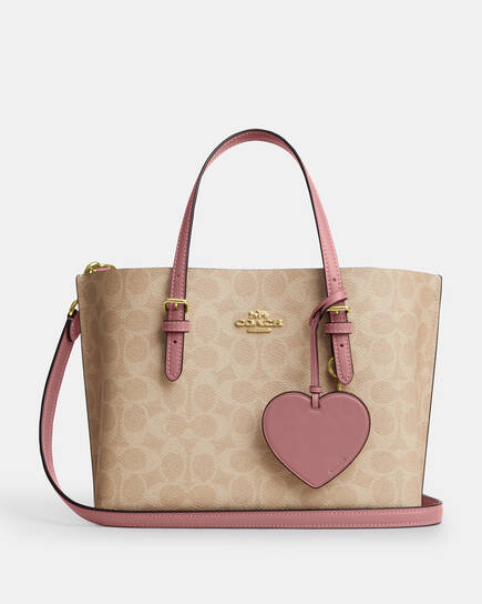 Buy COACH Mollie Tote Bag 25 In Signature Canvas With Heart Charm 