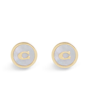 Signature Mother Of Pearl Coin Stud Earrings