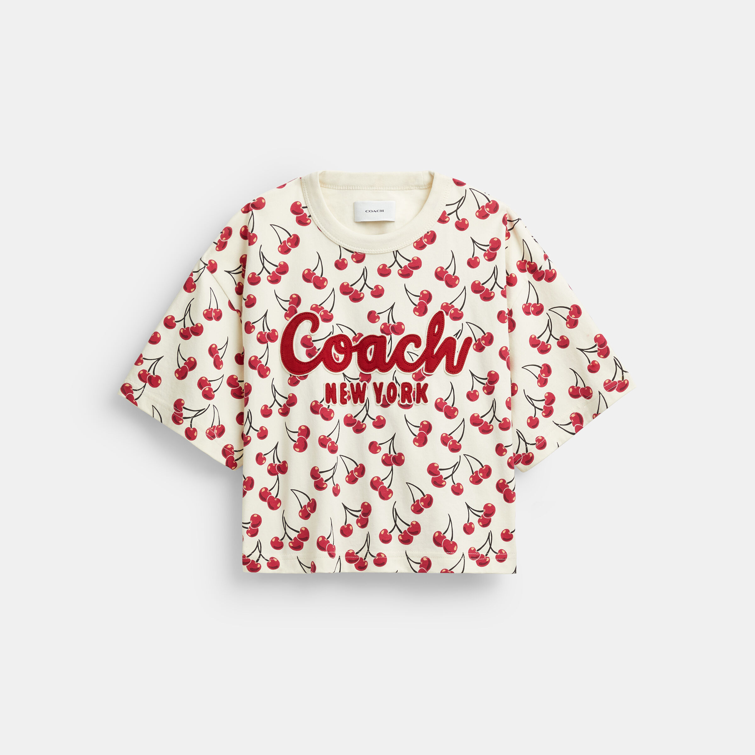 Buy COACH Cherry Print Cursive Signature Cropped T-shirt In