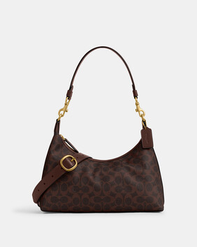 حقيبة كتف جولييت قماش قنب محفور بشعار الماركة