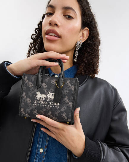 Buy COACH Ace Tote Bag 17 With Horse And Carriage Print Black 