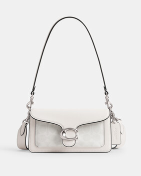 حقيبة كتف تابي 20 قماش قنب محفور بشعار الماركة