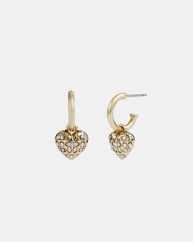 Quilted Signature Heart Huggie Earrings