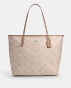 حقيبة يد سيتي كبيرة قماش قنب ماكسي بشعار الماركة