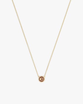 Signature C Enamel Coin Pendant Necklace