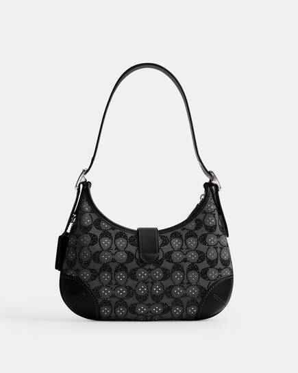 Buy COACH Hamptons Hobo Bag In Crystal Signature Jacquard Black 
