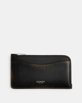 New York Zip Card Case In Loved Leather
