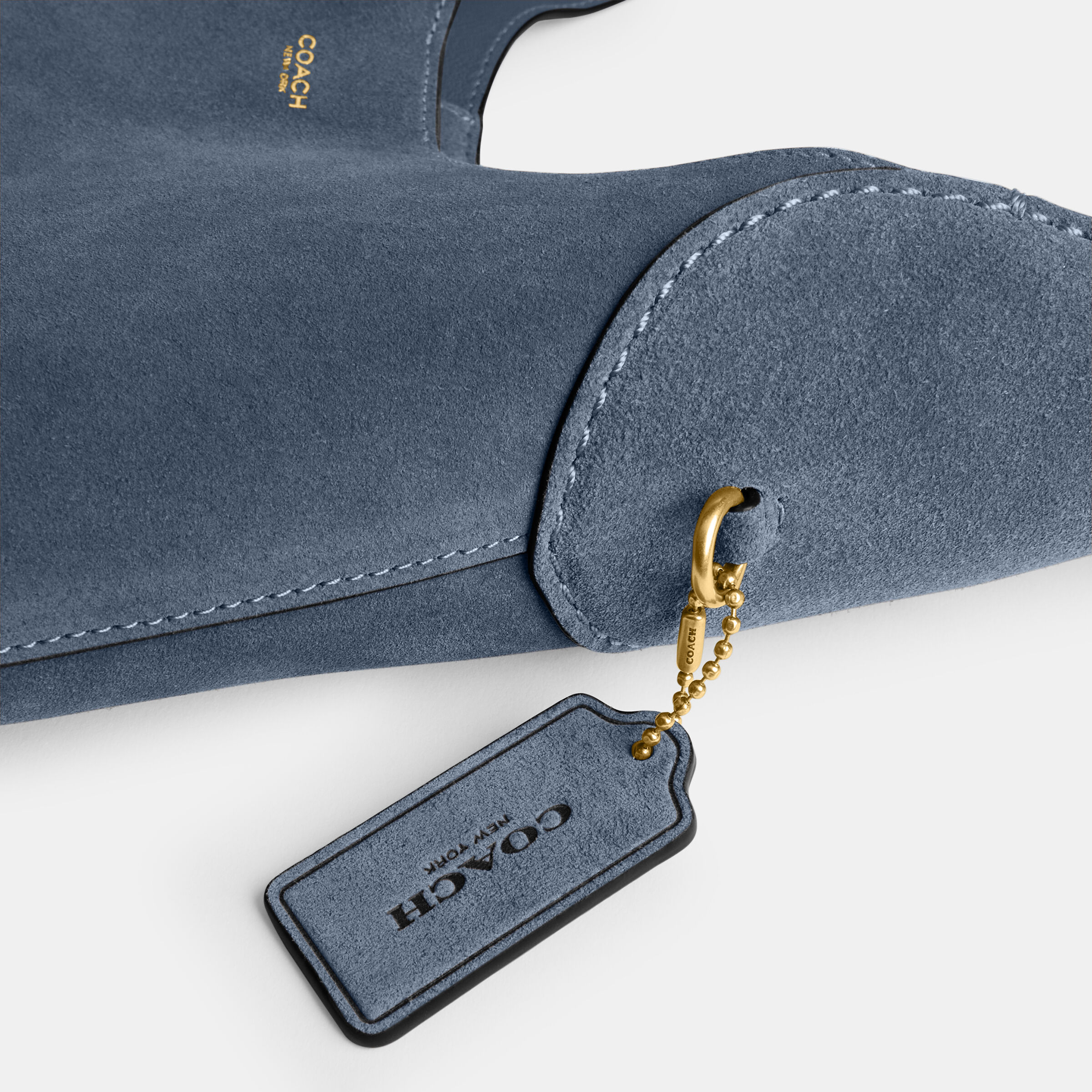 バッグ Coach Blue Suede Signature Shoulder Bag Coach Women's Suede Exterior Blue Bags & Handbags for Women for