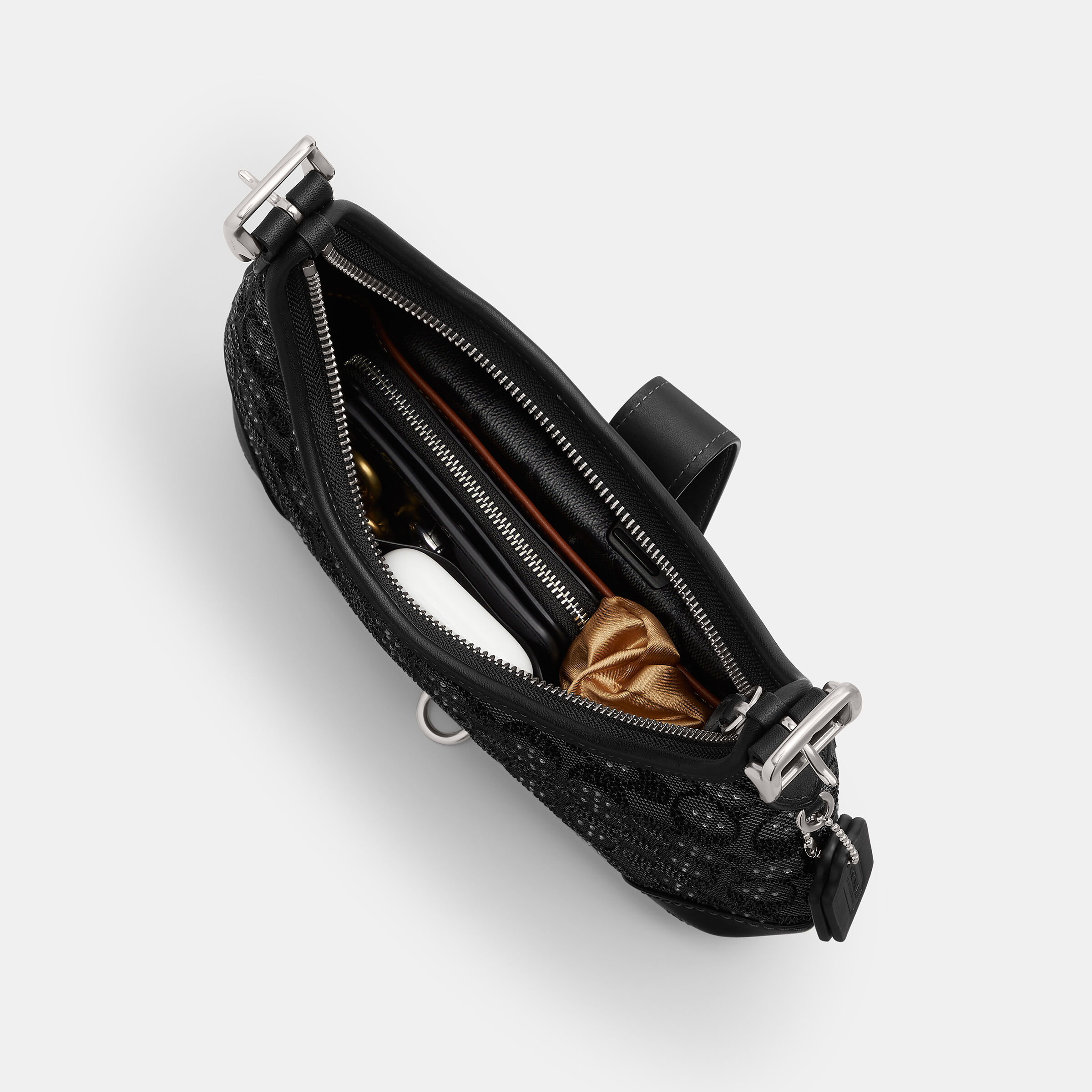 Buy COACH Hamptons Hobo Bag In Crystal Signature Jacquard Black