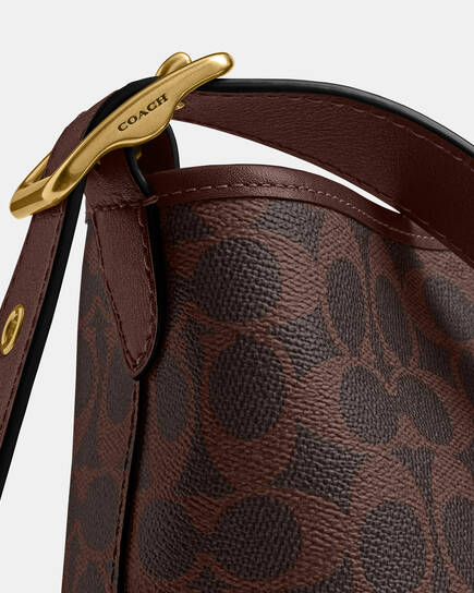 Buy COACH Coated Canvas Signature Bleecker Bucket Bag 21 DARK 
