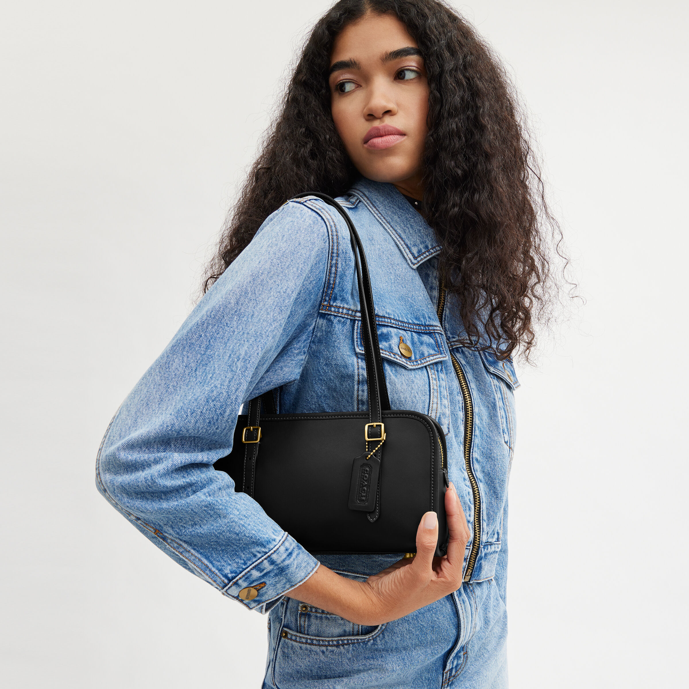 Coach SIG 605 Satchel ブラック Double Zip Shoulder Bag In Signature Canvas (Coach C0696)