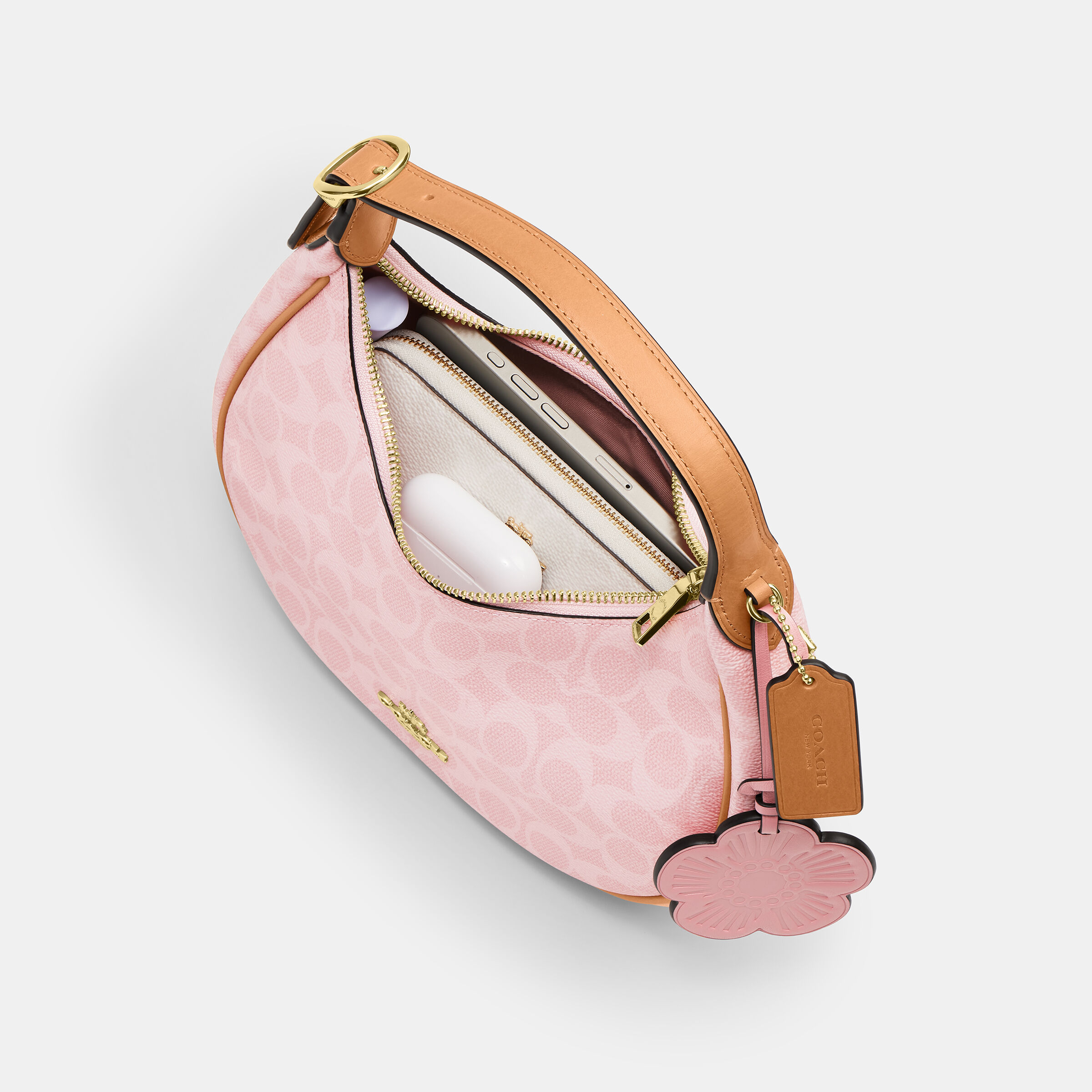 バッグ COACH Signature Flap Shoulder Bag Pink Buy COACH Emily Shoulder Bag In Signature Canvas With Charms Pink