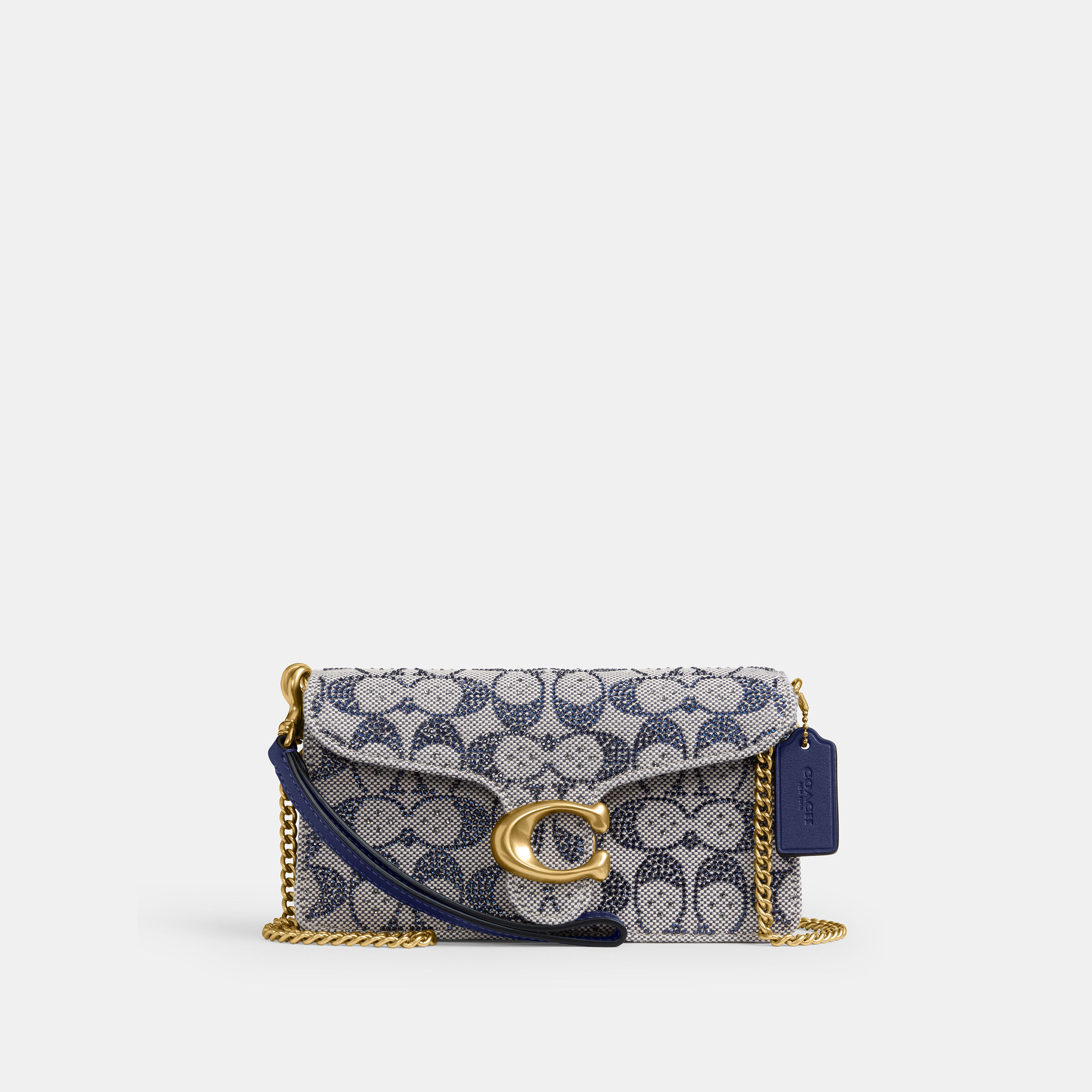 Buy COACH Crystal Signature Jacquard Tabby Chain Crossbody 19 Blue