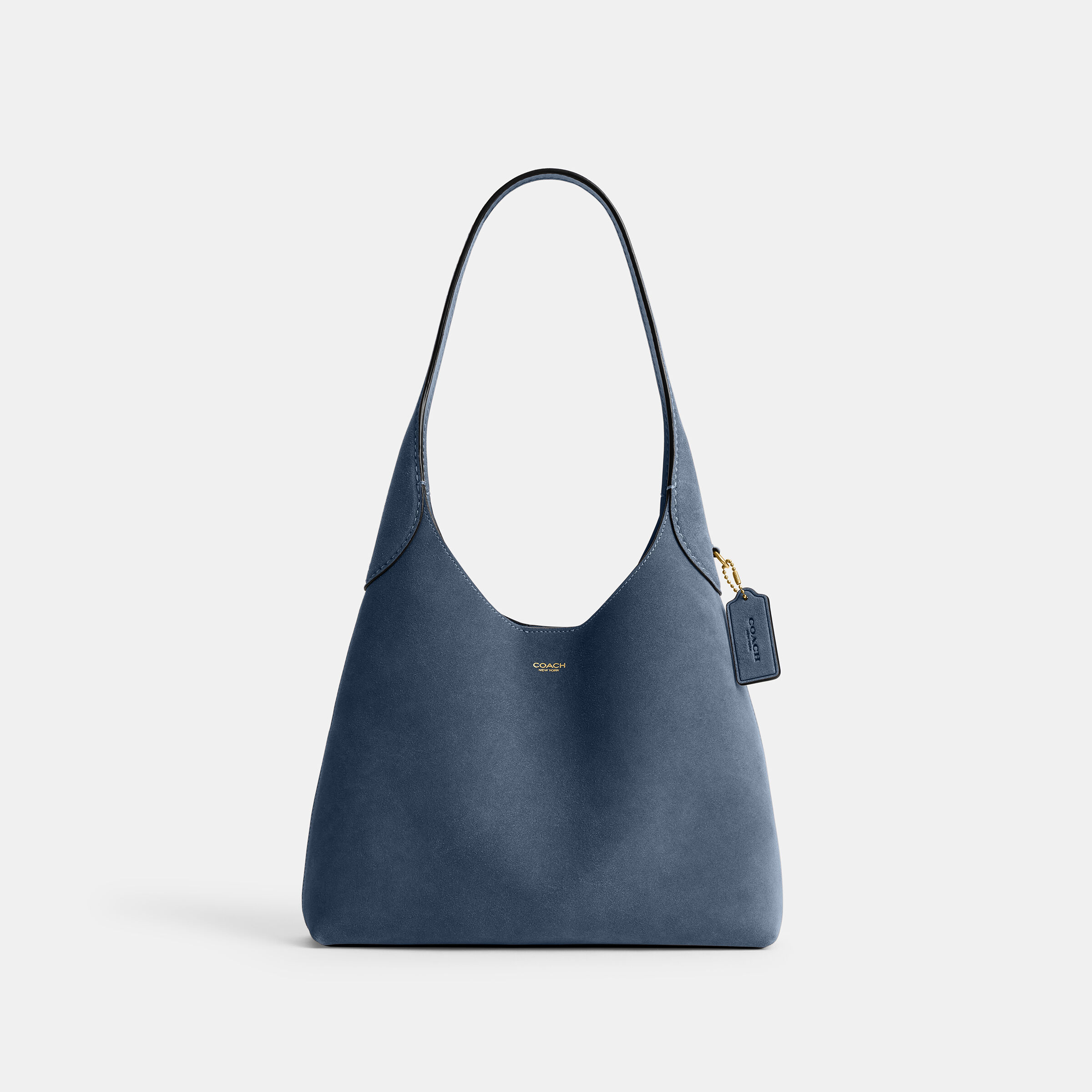 バッグ Coach Blue Suede Signature Shoulder Bag Coach Women's Suede Exterior Blue Bags & Handbags for Women for