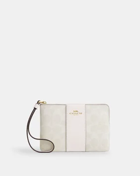 Corner Zip Wristlet In Signature Canvas With Stripe