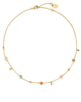 Logo Cube Station Necklace In Gold-plated Brass