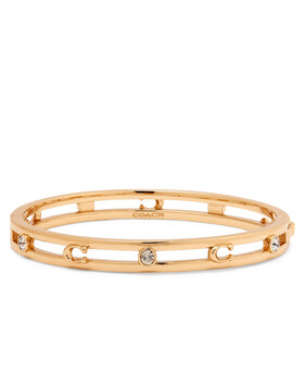 Signature C Open Bangle Bracelet, Brass