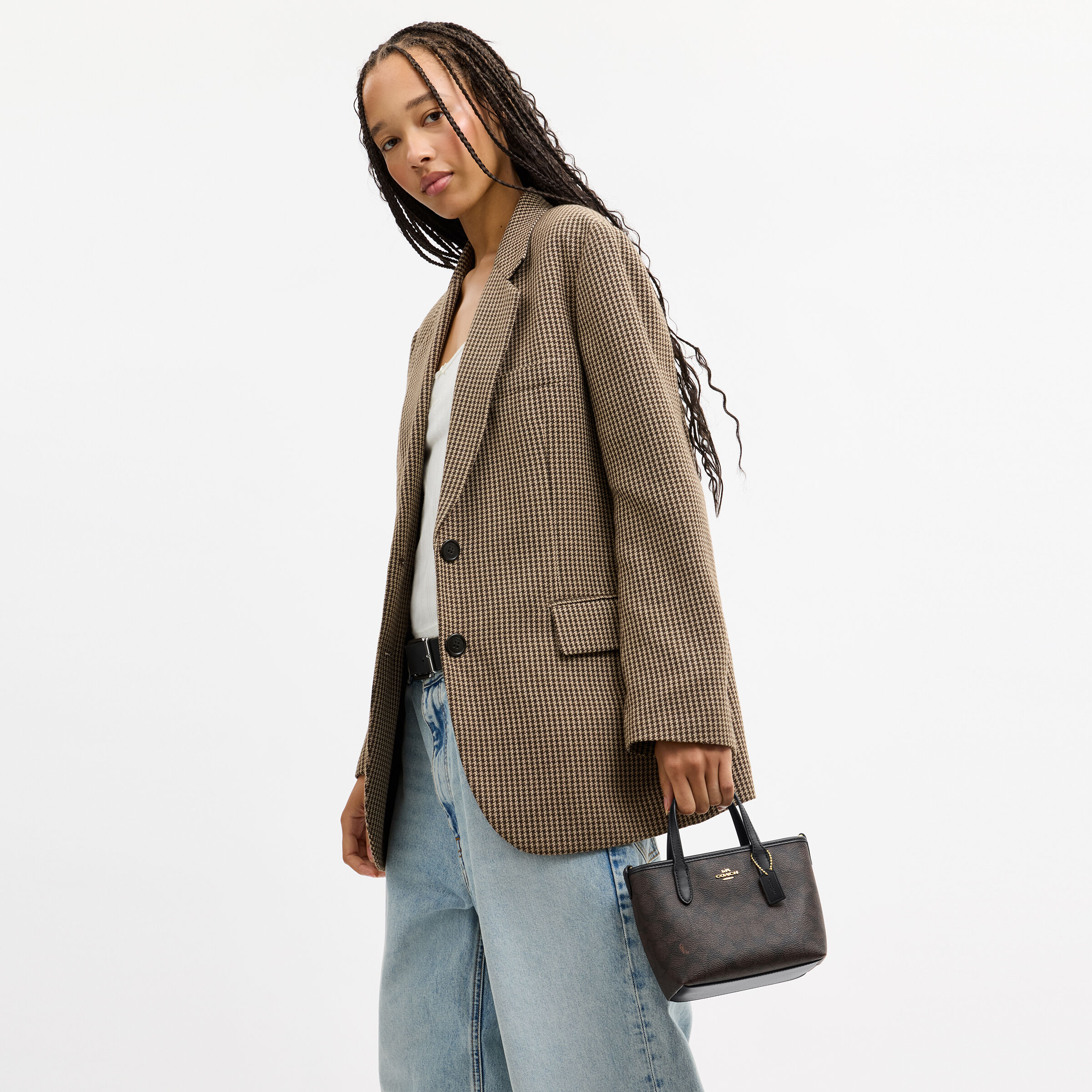 Buy COACH City Mini Tote Bag In Signature Canvas DARK BROWN Online