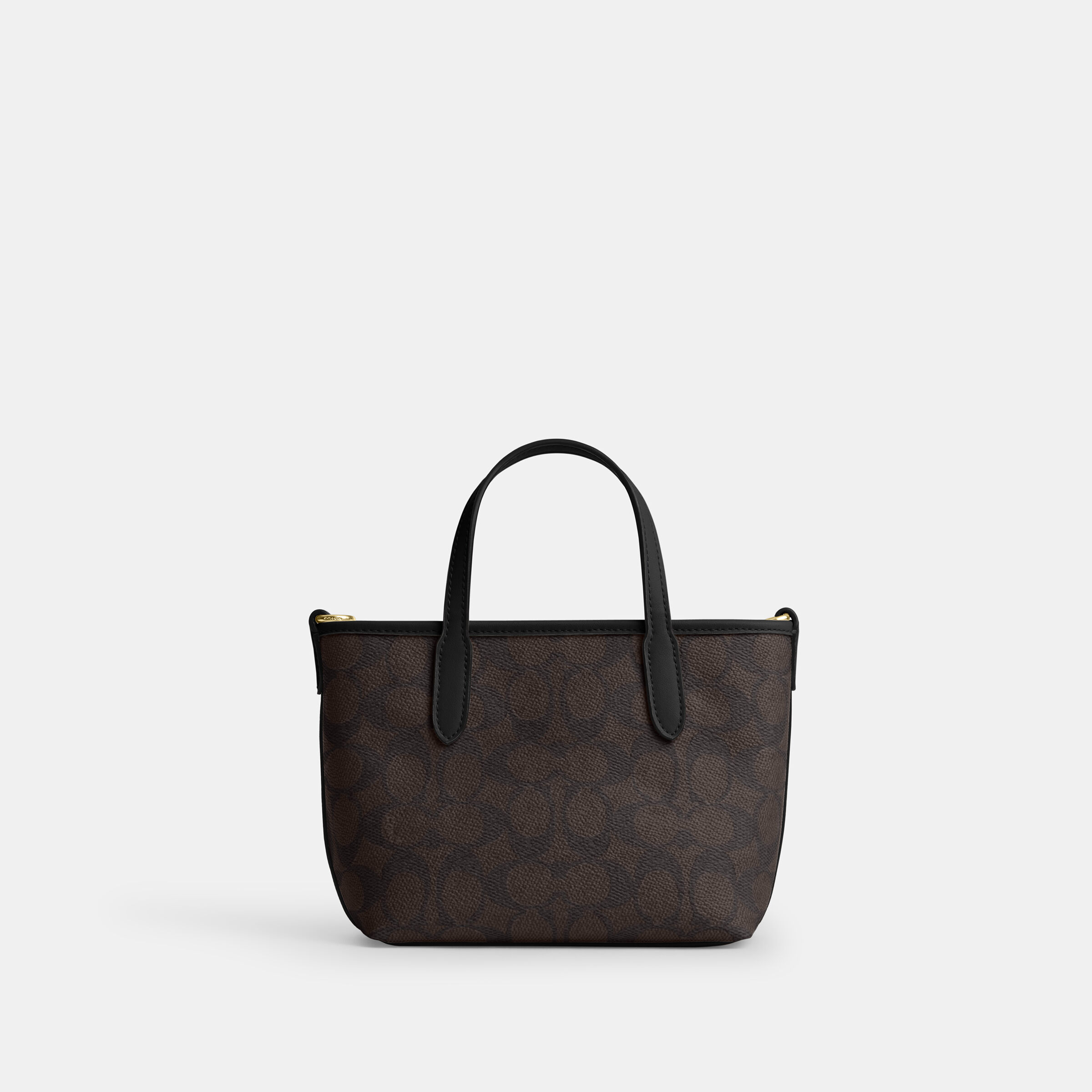 Buy COACH City Mini Tote Bag In Signature Canvas DARK BROWN Online