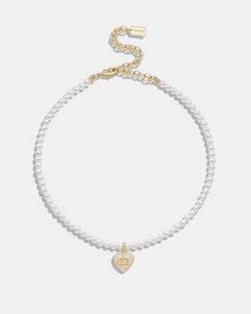 Signature Heart Pendant Pearl Choker Necklace