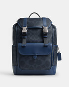 League Flap Backpack In Mixed Signature Canvas