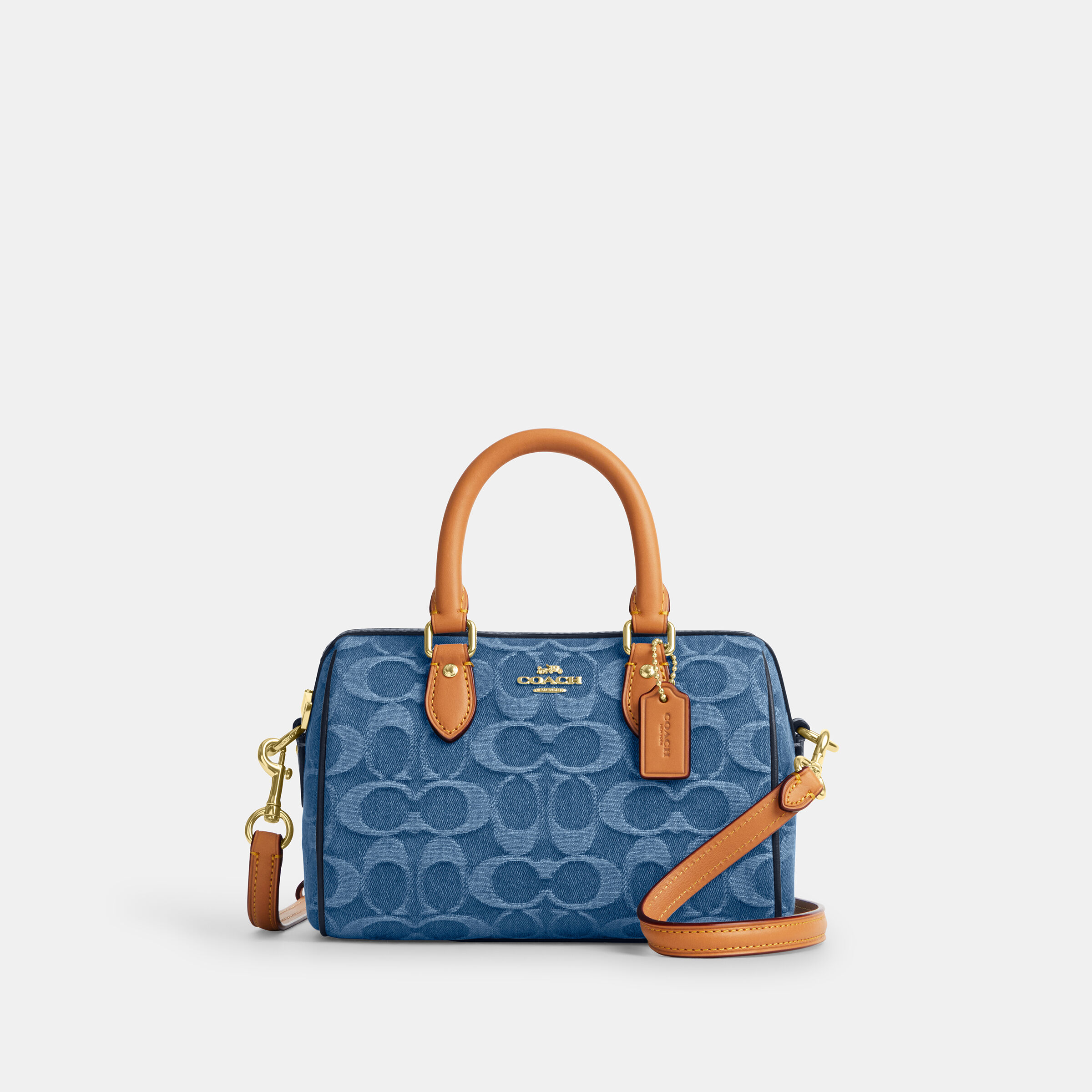 バッグ Coach Satchel Bag Signature Denim Buy COACH Mini Rowan Crossbody Bag In Signature Denim Blue Online