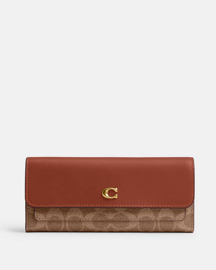 Buy COACH Mila Long Flap Wallet In Signature Canvas Light/Pastel 