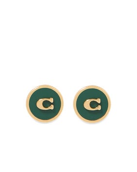 Logo Mother Of Pearl Stud Earrings, Enamel