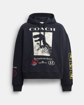 Dinosaur Collage Relaxed Hoodie In Organic Cotton