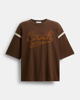 Sporty Script Crewneck T-Shirt In Organic Cotton