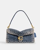 Tabby Shoulder Bag 36 In Regenerative Cotton Denim With Crystal Signature