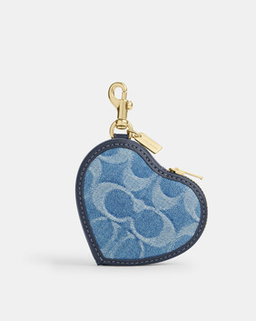 Heart Bag Charm In Signature Denim