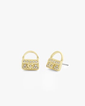 Iconic Charms Pav Handbag Stud Earrings