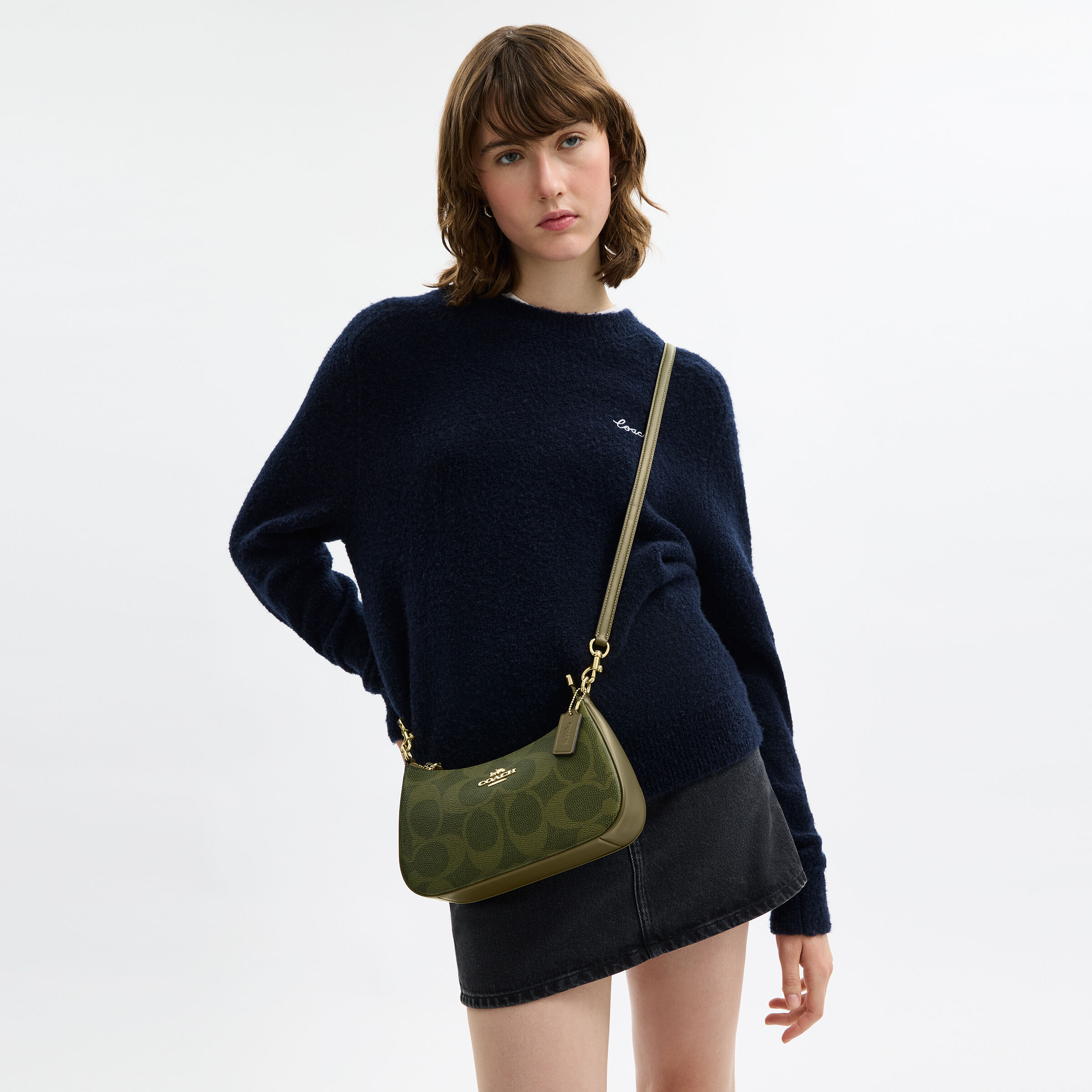 Buy COACH Teri Shoulder Bag In Signature Canvas Green Online in Kuwait