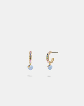 Enamel Signature Heart Huggie Earrings