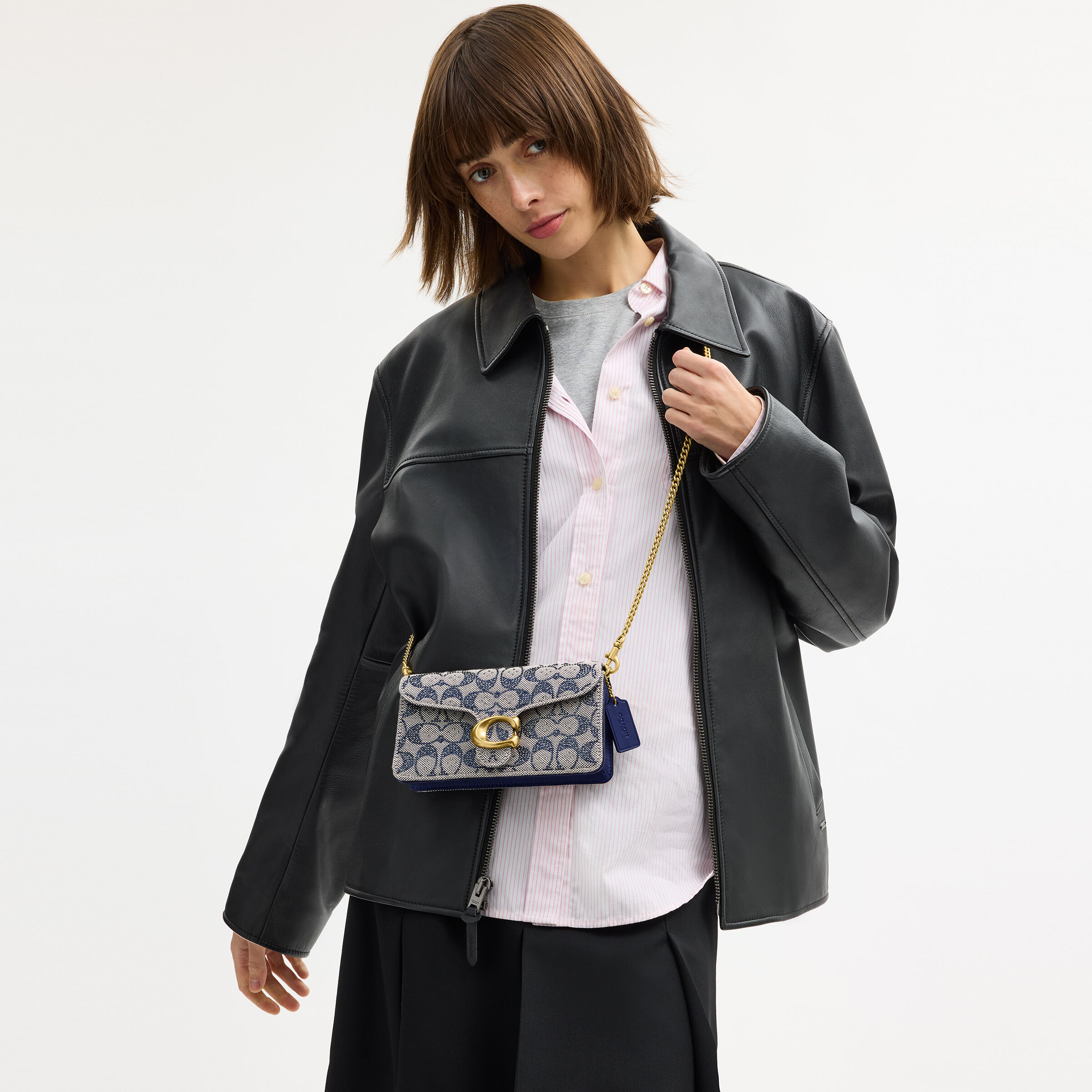 Buy COACH Crystal Signature Jacquard Tabby Chain Crossbody 19 Blue