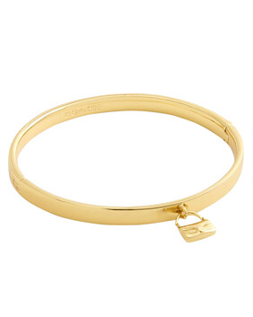 سوار بشعار الماركة مزين بحلية بتصميم حقيبة يد مرصع بأحجار زركونيا مكعبة، نحاس وزجاج