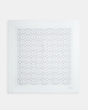 وشاح مربع بنقشة شعار الماركة الفينتج حرير