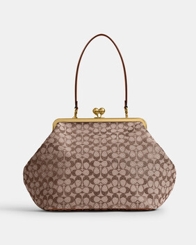 Large Kisslock Frame Bag In Crystal Signature Jacquard
