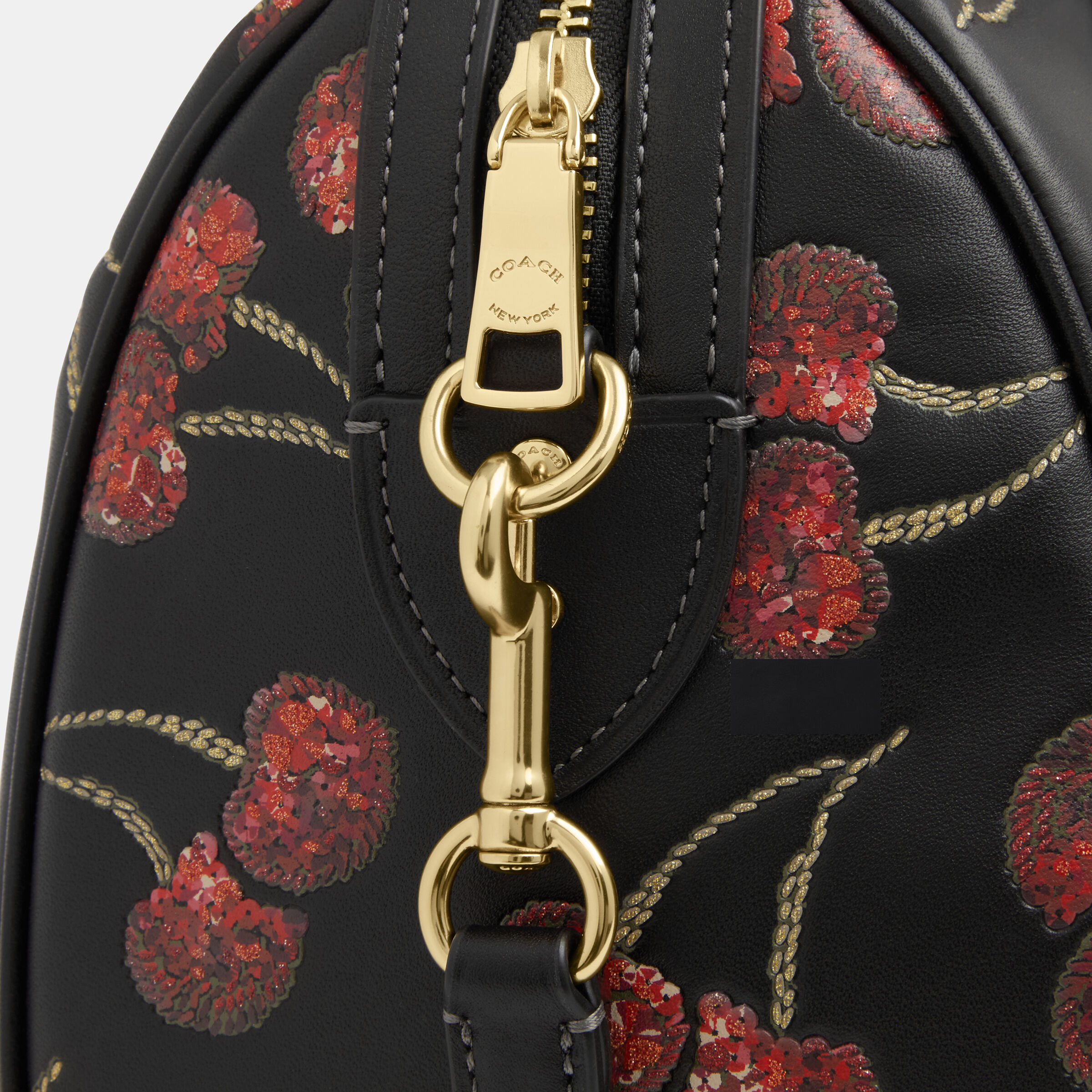 Buy COACH Rowan Satchel Bag With Cherry Print Black Online in UAE