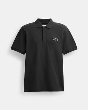 قميص بولو بقصة كلاسيكية ورقعة حصان وعربة قطن عضوي