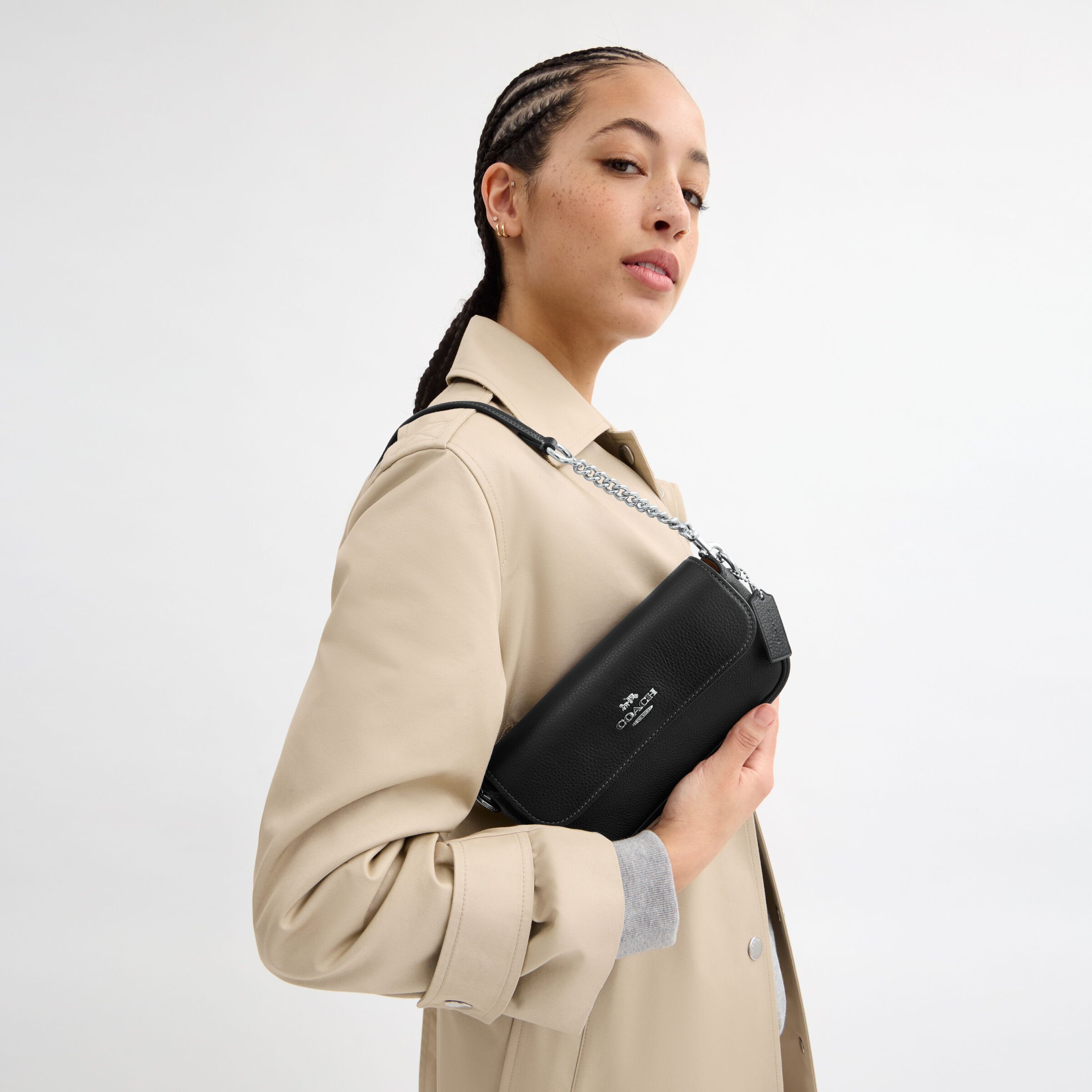 バッグ Coach Flap Leather Black Mini Bag Coach Mini Leather City Zip Tote Purse - Black - #22967, Black, 10