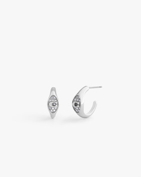 Signature C Pavé Signet Huggie Earrings