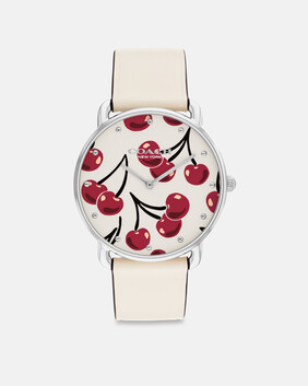 Elliot 36 Mm Ss Case Cherry Dial & White Lthr Strp