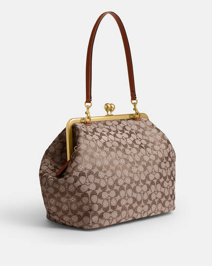 Buy COACH Large Kisslock Frame Bag In Crystal Signature Jacquard 