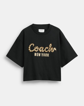New Year Coach Snake Script Cropped T-shirt In Organic Cotton