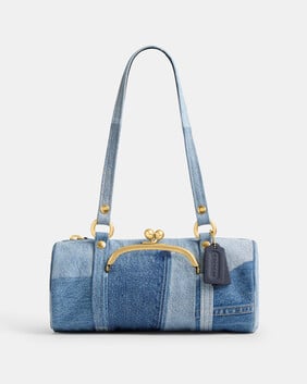 The Coach Originals Upcycled Denim Kisslock Barrel Bag 28